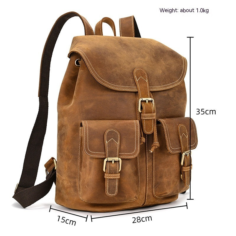 Casual Retro Leather Backpack for Adventurous Travel - ArtOm_farm™ LEATHER