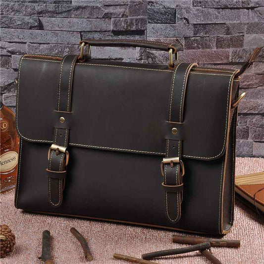 Vintage Crossbody Briefcase - Stylish Shoulder Bag for Timeless Elegance