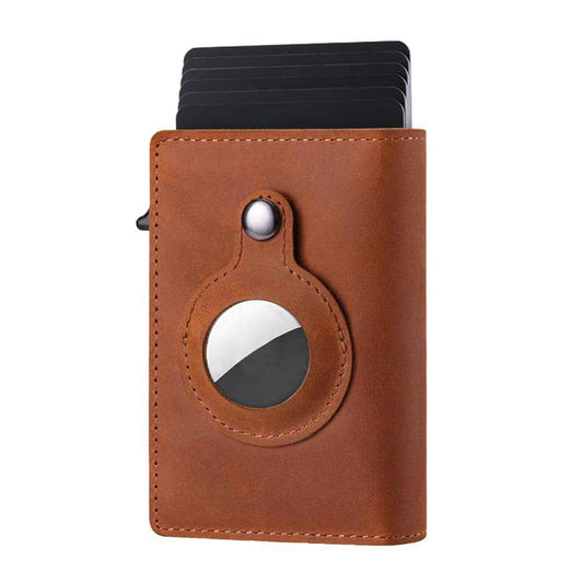 Leather Card Holder Case – Protective Aluminum Alloy Crazy Horse Design