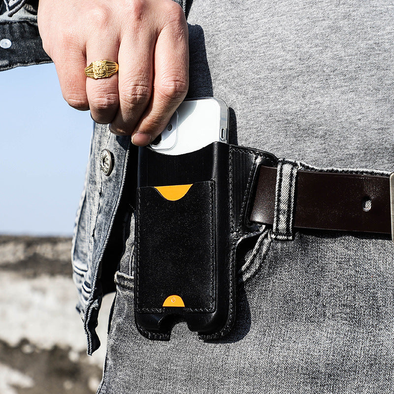 New Crazy Horse Leather Mobile Phone Bag for Outdoor Running - ArtOm_farm™ LEATHER