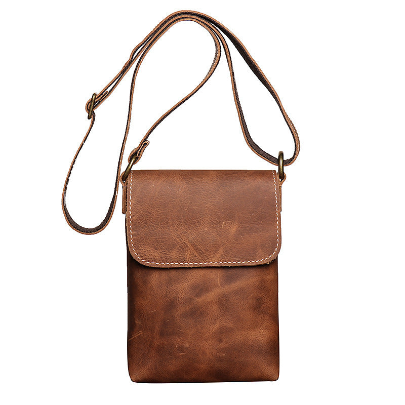 Men's Leather Shoulder Bag - Women's Crazy Horse Leather Crossbody - ArtOm_farm™ LEATHER