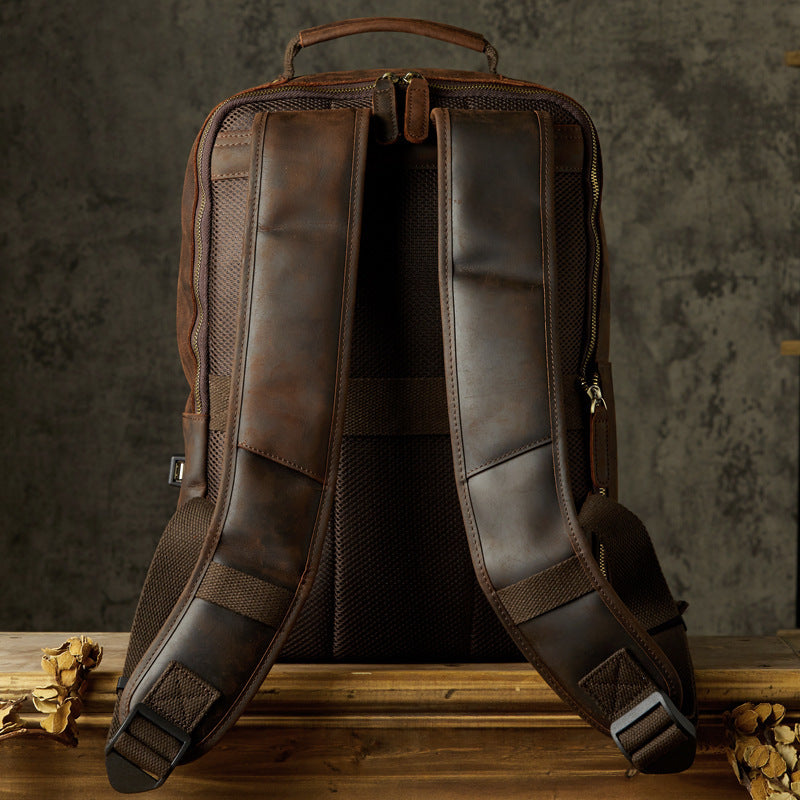 Handmade Leather Backpack - Retro Mad Horse Design - ArtOm_farm™ LEATHER