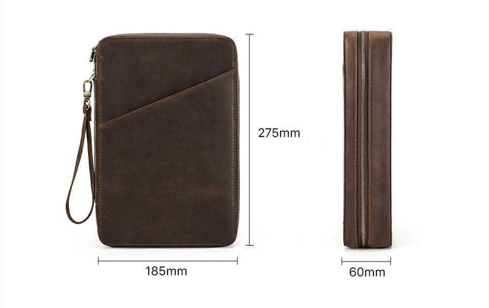 Handmade Leather Travel Storage Box - Portable Multifunctional Zipper Crazy Horse Leather Design - ArtOm_farm™ LEATHER