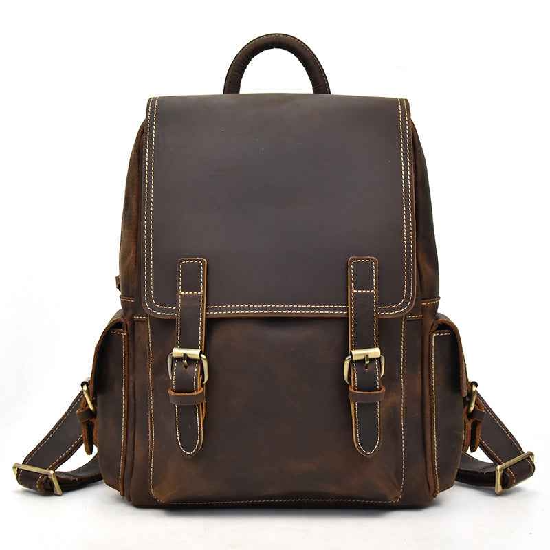 Crazy Horse Leather Men's Retro Shoulders - Classic Style & Durability