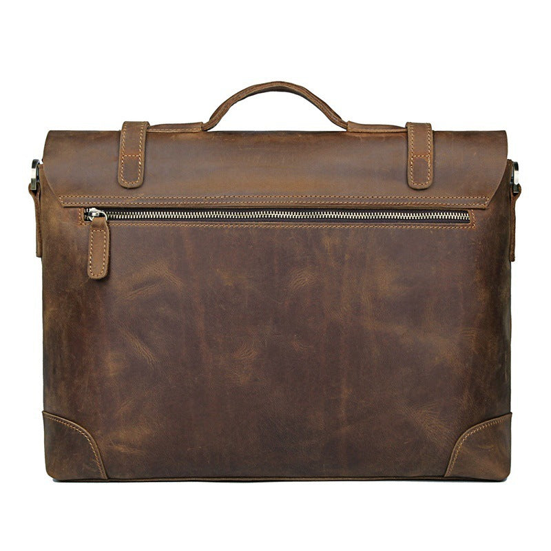 Crazy Horse Leather Large-Capacity Laptop Bag for Professionals - ArtOm_farm™ LEATHER