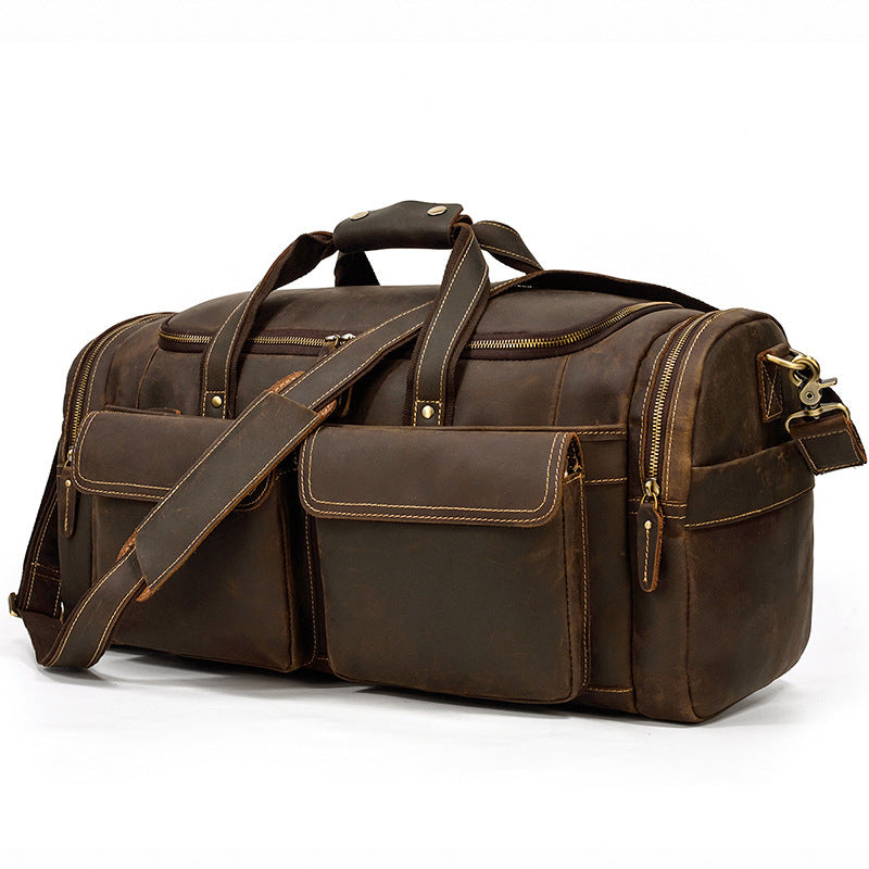 Leather Vintage Travel Bag - Crazy Horse Vintage Leather Handbag - ArtOm_farm™ LEATHER