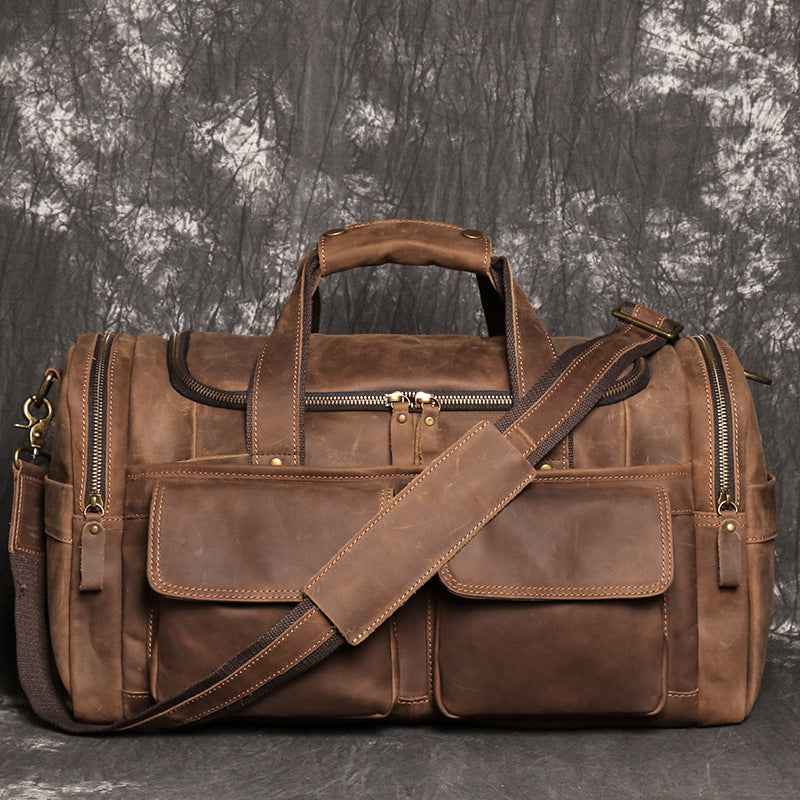 Crazy Horse Leather Travel Bag - Stylish Hand Luggage for Adventurers