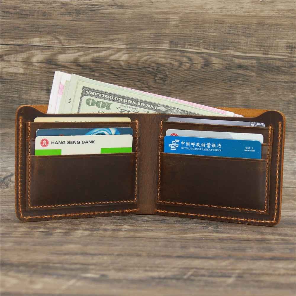 Men's Crazy Horse Leather Wallet Retro Style