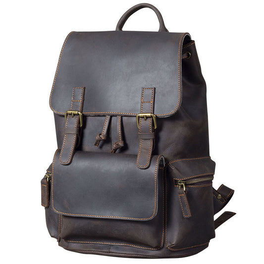 Crazy Horse Leather Backpack - Handmade Classic for Men - ArtOm_farm™ LEATHER