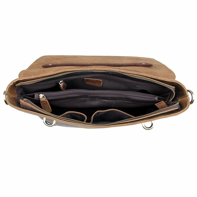 Crazy Horse Leather Large-Capacity Laptop Bag for Professionals - ArtOm_farm™ LEATHER