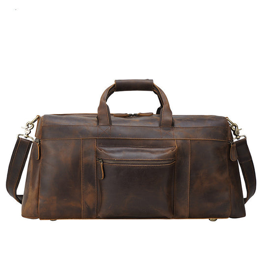 Vintage Leather Tote Bag for Men – Large Capacity Crazy Horse Travel Tote - ArtOm_farm™ LEATHER