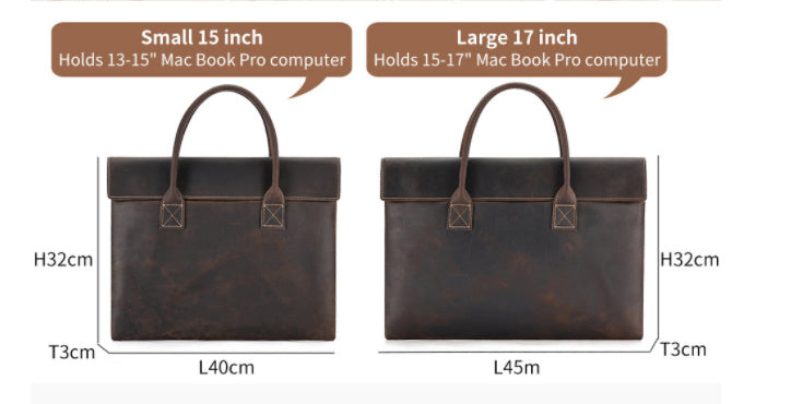 Crazy Horse Leather Men's Handbag - Thin and Portable Design - ArtOm_farm™ LEATHER