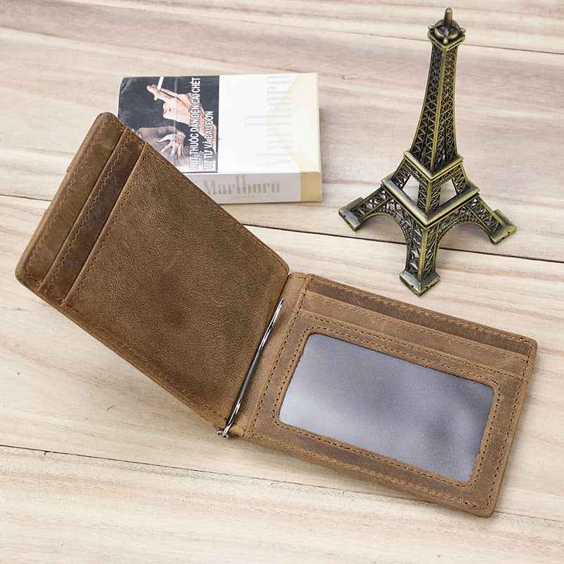 Retro Leather Coin Purse with Crazy Horse Leather Key Ring for Stylish Organization