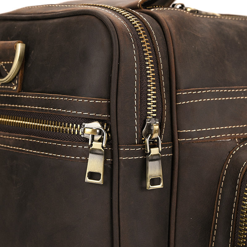 Large Capacity Leather Travel Bag - Retro Crazy Horse Style - ArtOm_farm™ LEATHER