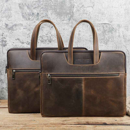 Retro Leather Laptop Bag - Crazy Horse Leather Design