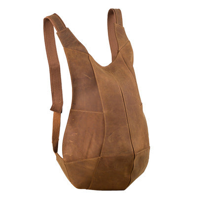 Men's Leather Backpack Crazy Horse Retro Dark Brown College Style Student Backpack - ArtOm_farm™ LEATHER