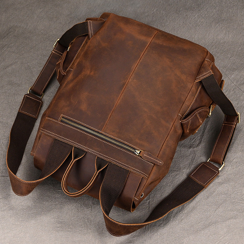 Large Capacity Leather Backpack for Travel and Outdoor Adventures - ArtOm_farm™ LEATHER