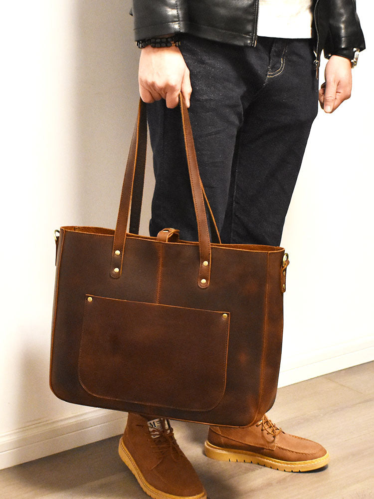 Vintage Leather Handbag - Large Capacity Crazy Horse Leather Handbag - ArtOm_farm™ LEATHER