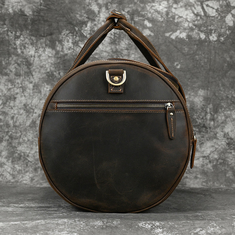 Men's Vintage Leather Handbag - Real Crazy Horse Leather Travel Bag - ArtOm_farm™ LEATHER