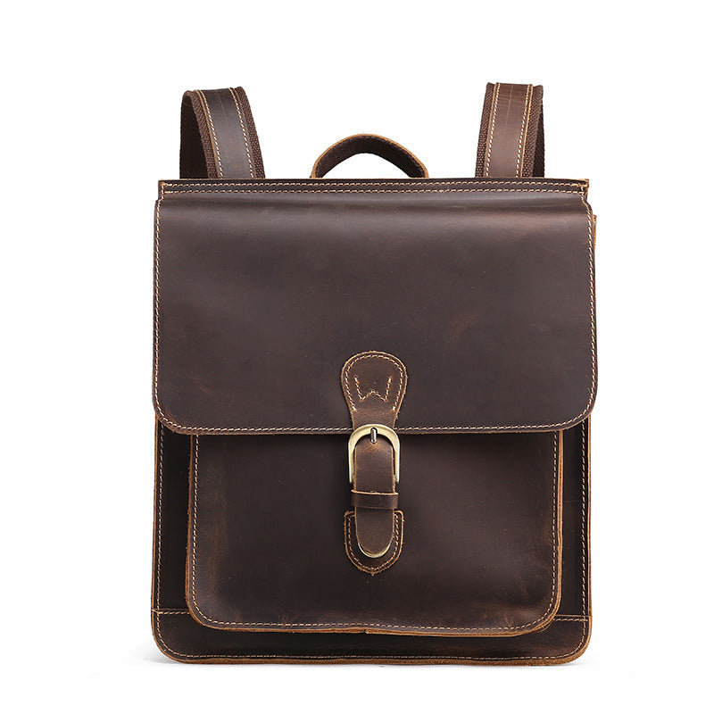 New Crazy Horse Leather Men's Backpack - Genuine Retro Design - ArtOm_farm™ LEATHER