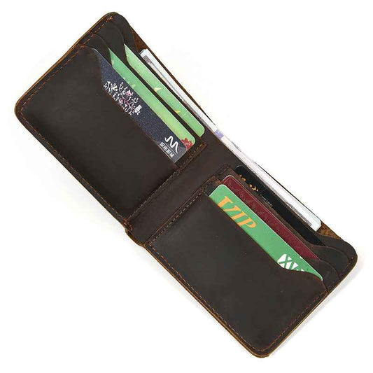 Men's Crazy Horse Leather Short Wallet "Retro"