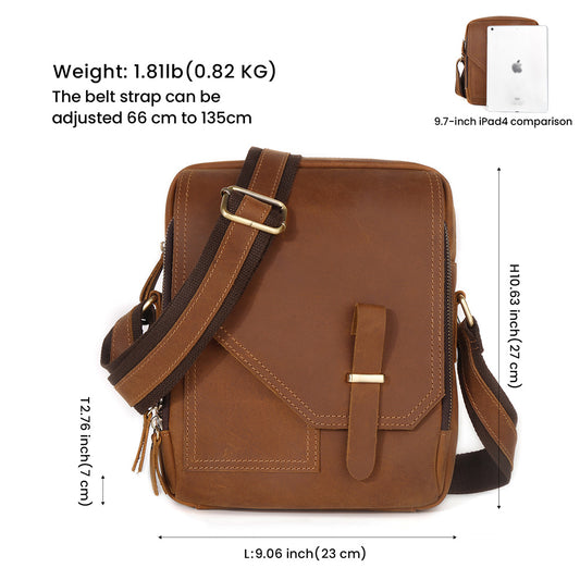 Crossbody Bag Men's Leather Crazy Horse Retro Style - ArtOm_farm™ LEATHER