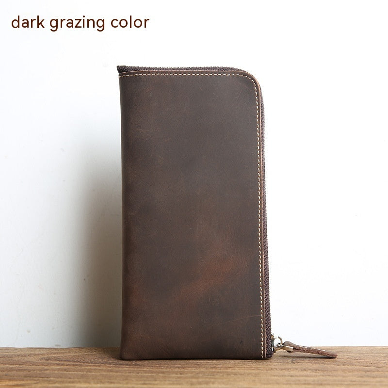 Men's Genuine Leather Wallet Crazy Horse Skin Ultra Thin Handmade Mini Change Wrap Coat Cowhide - ArtOm_farm™ LEATHER