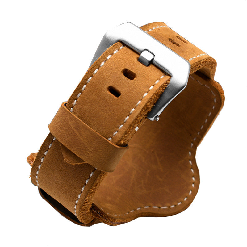 Rugged Leather Watch Strap - Large Bracelet with Tray 22 24 26mm Crazy Horse Leather - ArtOm_farm™ LEATHER