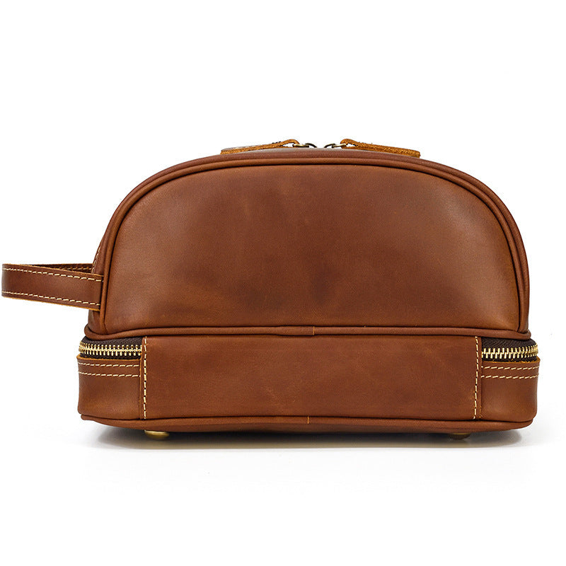 Vintage Leather Toiletry Bag for Men - Crazy Horse Leather Travel Clutch - ArtOm_farm™ LEATHER