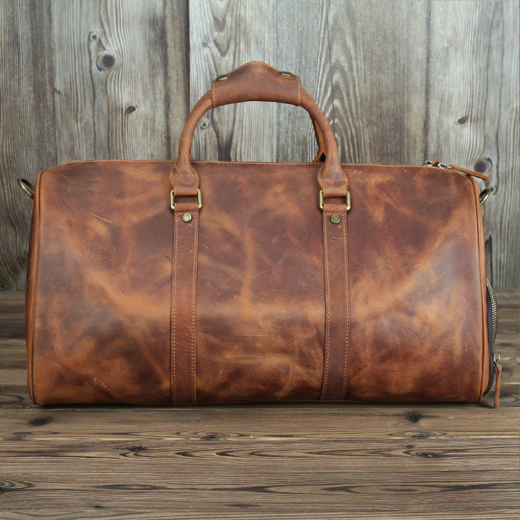 Men's Vintage Leather Travel Bag - Large Capacity Crazy Horse Leather Travel Bag - ArtOm_farm™ LEATHER