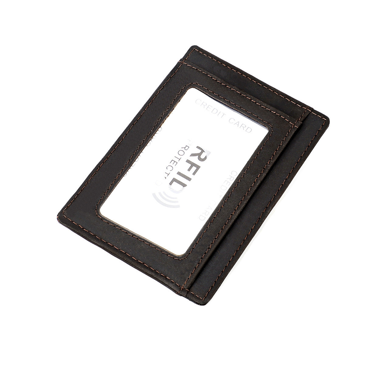 Crazy Horse Leather Card Holder with Positioning Tracker - Protective Case - ArtOm_farm™ LEATHER