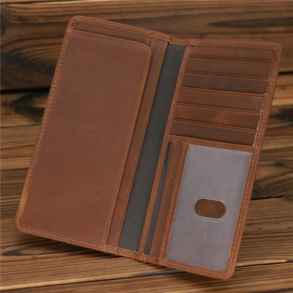 Men's Leather Long Wallet - Crazy Horse Leather Design for Style and Durability - ArtOm_farm™ LEATHER