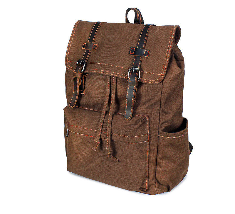 Men's Vintage Leather Backpack - Crazy Horse Leather Outdoor Travel Canvas Bag - ArtOm_farm™ LEATHER