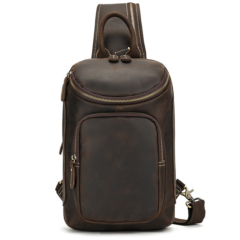 Men's Retro Shoulder Bag - Crazy Horse Skin Shoulder Bag - ArtOm_farm™ LEATHER