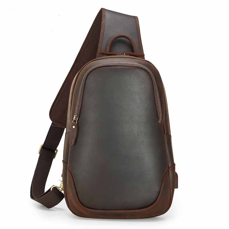 Vintage Leather Men's Chest Bag - Casual Style for Modern Adventurers - ArtOm_farm™ LEATHER
