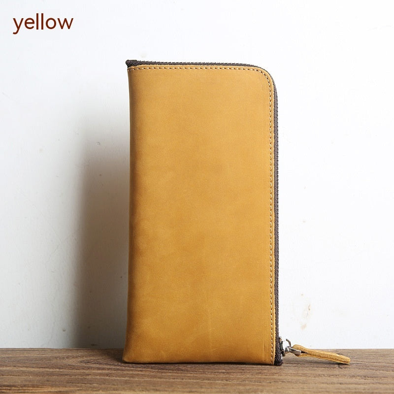 Men's Genuine Leather Wallet Crazy Horse Skin Ultra Thin Handmade Mini Change Wrap Coat Cowhide - ArtOm_farm™ LEATHER