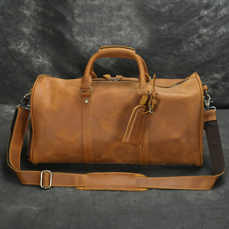 Men's Vintage Leather Travel Bag - Large Capacity Crazy Horse Leather Travel Bag - ArtOm_farm™ LEATHER