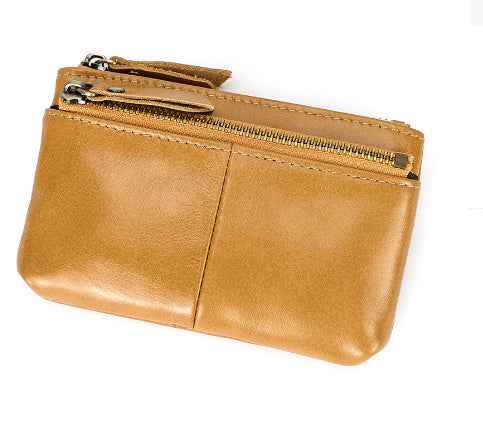 Retro Leather Coin Purse with Crazy Horse Leather Key Ring for Stylish Organization