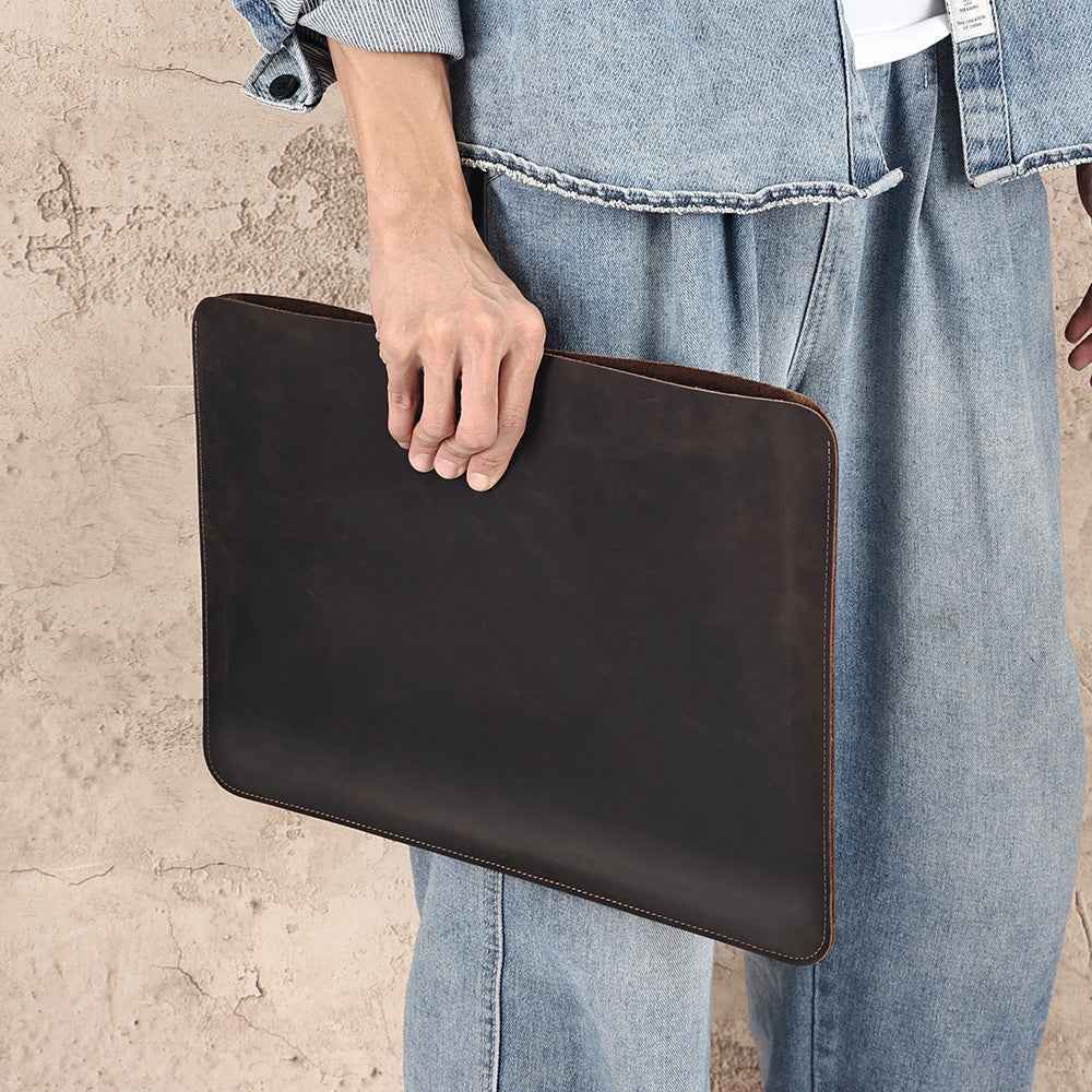 Computer Multi-functional Crazy Horse Leather Laptop Bag