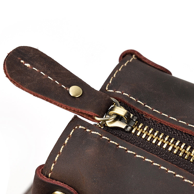 Crazy Horse Leather Crossbody Bag for Outings and Work - ArtOm_farm™ LEATHER