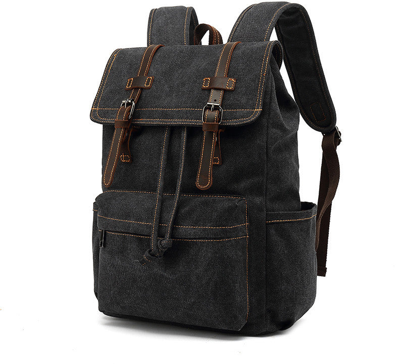 Men's Vintage Leather Backpack - Crazy Horse Leather Outdoor Travel Canvas Bag - ArtOm_farm™ LEATHER