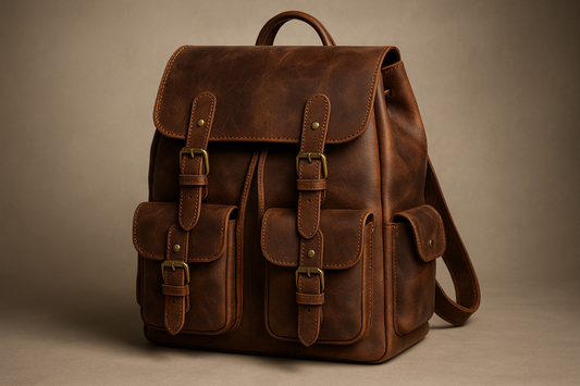 Crazy Horse Leather Backpack - Handmade Classic Backpack for Men - ArtOm_farm™ LEATHER 