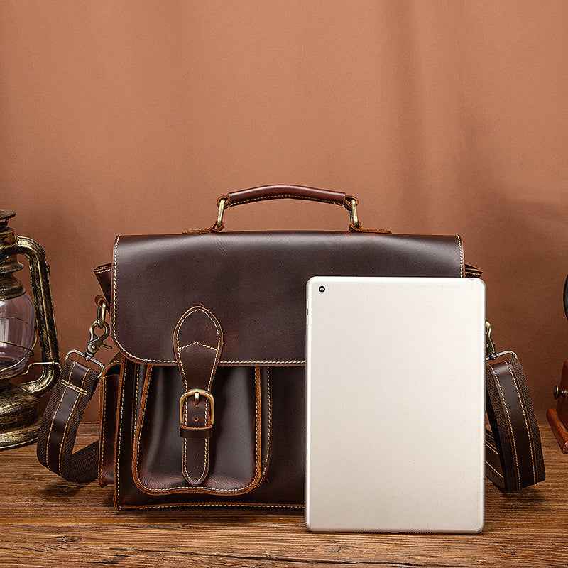 Top Layer Crazy Horse Leather Bag for Vintage Men