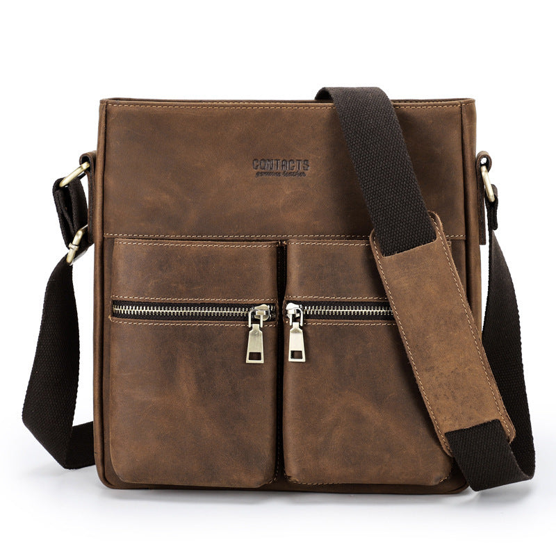 Retro Leather One Shoulder Bag for Men - Crazy Horse Trend - ArtOm_farm™ LEATHER
