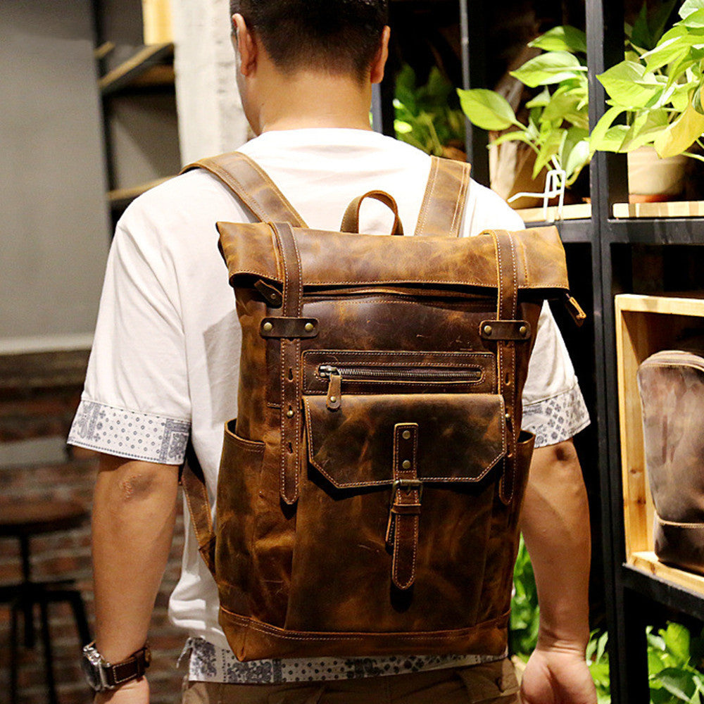 Retro Leather Laptop Bag for Men - Large Capacity 16 Inch Crazy Horse Design - ArtOm_farm™ LEATHER