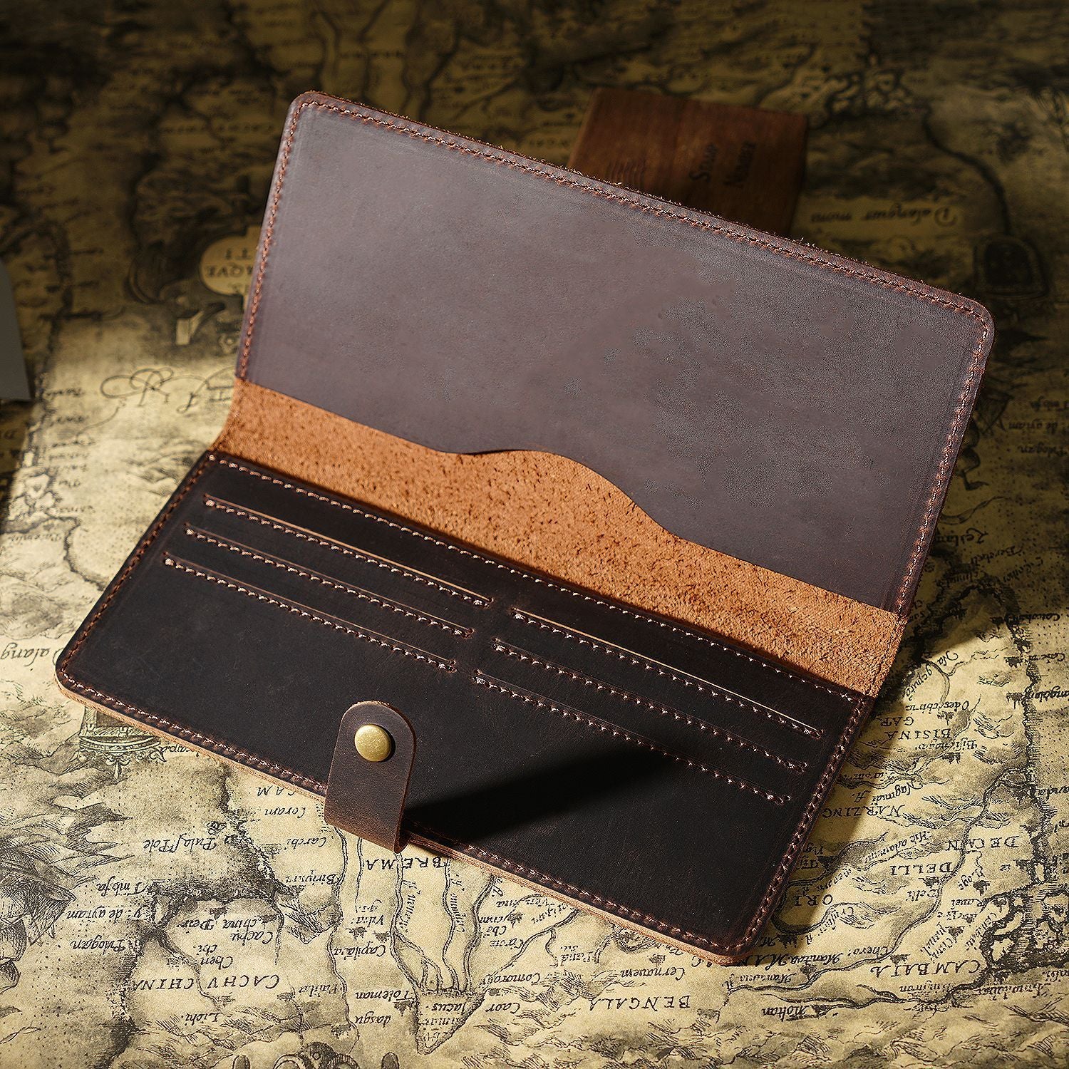 Crazy Horse Leather Wallet for Women - Multi-functional Retro Purse & Men's Long Clutch - ArtOm_farm™ LEATHER 
