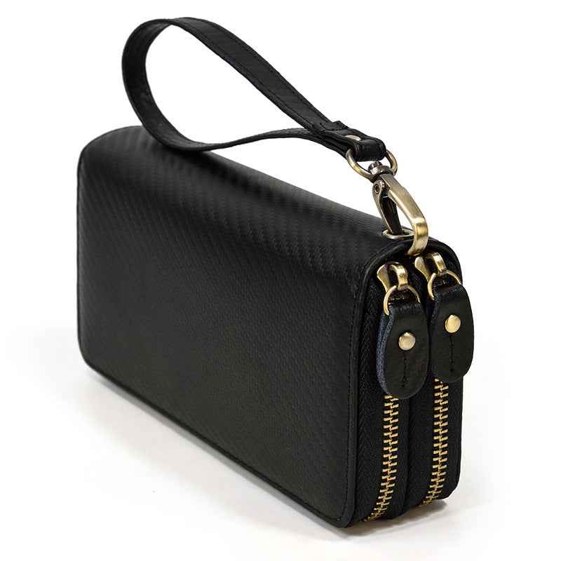 Men's Leather Zipper Wallet - Crazy Horse Leather Long Design