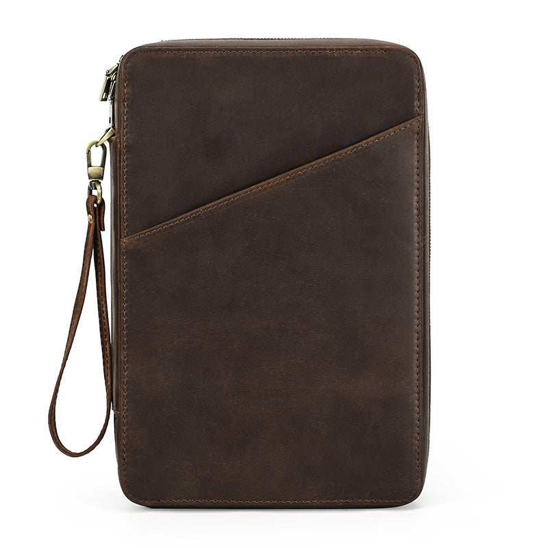 Handmade Leather Travel Storage Box - Portable Multifunctional Zipper Crazy Horse Leather Design - ArtOm_farm™ LEATHER 