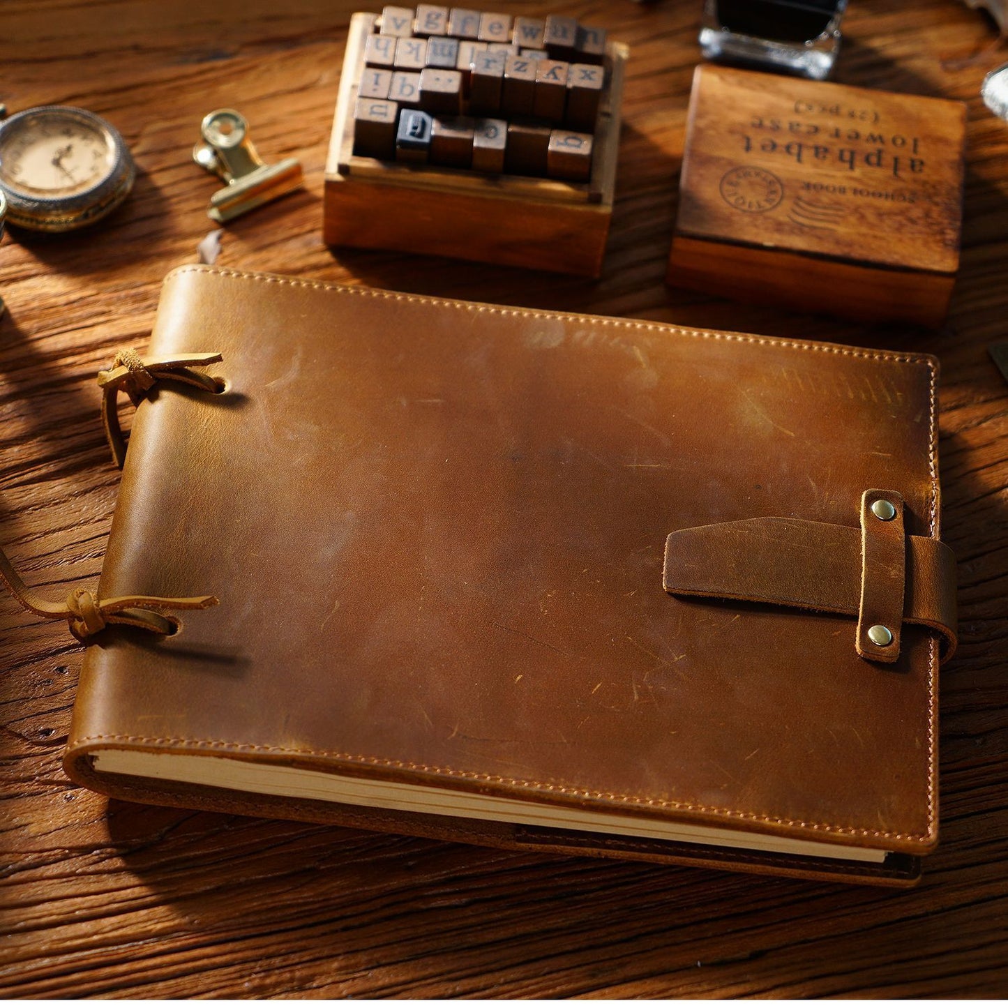 Vintage Leather Handmade Notebook - Genuine Leather Rope Bound Journal for Notes and Painting - ArtOm_farm™ LEATHER 