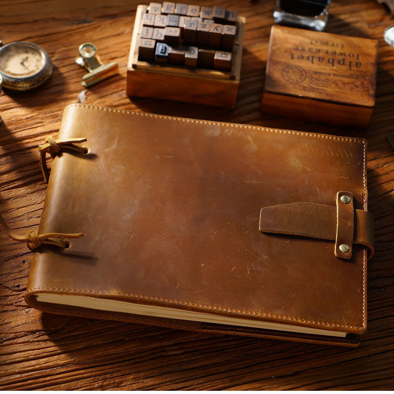 Vintage Leather Handmade Notebook - Genuine Leather Rope Bound Journal for Notes and Painting - ArtOm_farm™ LEATHER 